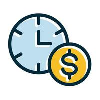 Time Is Money Vector Thick Line Filled Dark Colors Icons For Personal And Commercial Use.