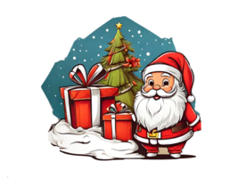 Santa Natale albero, regalo scatola etichetta t camicia generativo ai png