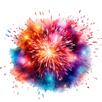 Colorful fireworks watercolor illustration, Ai generated png