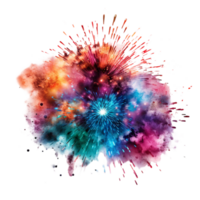 Colorful fireworks watercolor illustration, Ai generated png