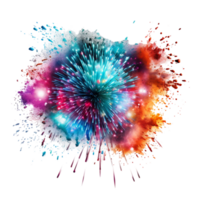 Colorful fireworks watercolor illustration, Ai generated png