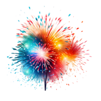 coloré feux d'artifice aquarelle illustration, ai généré png