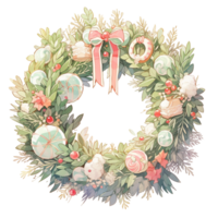 Christmas wreath. Hand drawn watercolor illustration for your design.Ai generated png