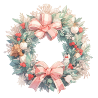 Christmas wreath. Hand drawn watercolor illustration for your design.Ai generated png