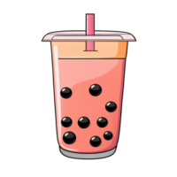 Bubble Tea Hand Drawn Cartoon Style Illustration AI Generated png