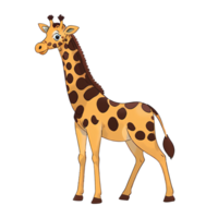 Giraffe Hand Drawn Cartoon Style Illustration AI Generated png