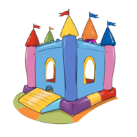 Jumping Castle Hand Drawn Cartoon Style Illustration AI Generated png