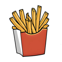 patatine fritte mano disegnato cartone animato stile illustrazione ai generato png