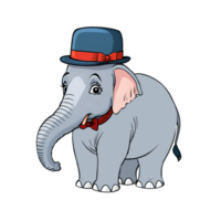 Elephant Wearing Bowler Hat Hand Drawn Cartoon Style Illustration AI Generated png