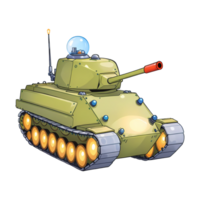 Toy Tank Hand Drawn Cartoon Style Illustration AI Generated png