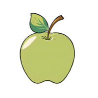 vert Pomme main tiré dessin animé style illustration ai généré png
