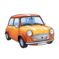 Orange Mini Car Hand Drawn Cartoon Style Illustration AI Generated png