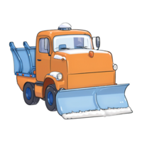 Snowplow Hand Drawn Cartoon Style Illustration AI Generated png