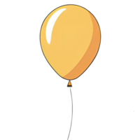 Yellow Balloon with String Hand Drawn Cartoon Style Illustration AI Generated png