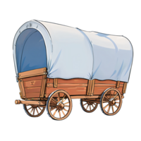 Wooden Cart Hand Drawn Cartoon Style Illustration AI Generated png