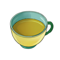 Green Tea in Cup Hand Drawn Cartoon Style Illustration AI Generated png