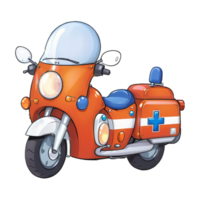 Rescue Bike Hand Drawn Cartoon Style Illustration AI Generated png