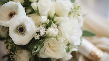 Generative AI, wedding bouquet flowers, aesthetic fresh bunch, muted colorsc photo