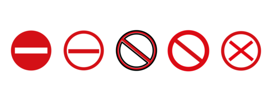 Prohibition sign set. Red Stop signs on transparent background. No sign collection. png