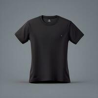 Black T-Shirt Mockup With Gray Background. Ai Generative photo