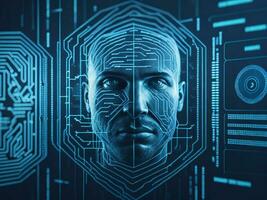 Biometrics identification and cyber security concept technology background ai generate photo