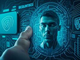 Biometrics identification and cyber security concept technology background ai generate photo