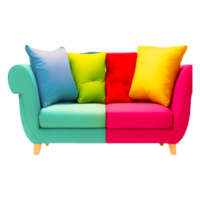 klein sofa met verschillend kleuren vrij PNG ai gegenereerd