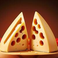 delicioso rebanadas de queso en parte superior de cada otro, ai generar foto