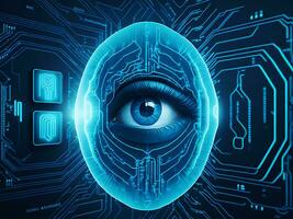 Biometrics identification and cyber security technology background. Ai generate photo