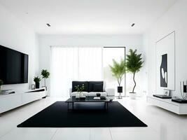 minimalista interior diseño de moderno vivo habitación. ai generar foto