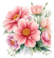 Watercolor vintage flower clip art isolated. AI Generative png