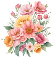 Watercolor vintage flower clip art isolated. AI Generative png