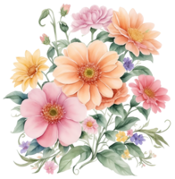 Watercolor vintage flower clip art isolated. AI Generative png