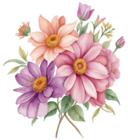 Watercolor vintage flower clip art isolated. AI Generative png