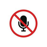 No microphone allowed icon sign symbol isolated on white background. No recording icon vector