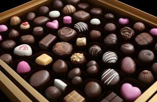 A Box with lots of chocolate, sweet dessert, chocolate box, food images. photo