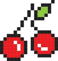 Pixel art cherry fruit game icon vector