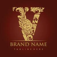 Opulent V monogram logo classic lettering elegance vector illustrations for your work logo, merchandise t-shirt, stickers and label designs, poster, greeting cards advertising business company