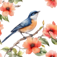 Watercolor paintings of colorful birds.  Ai-Generated. png