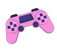 Retro gamepad joystick 2D linear cartoon object. Video game control device isolated line vector element white background. Gamer equipment. Gaming entertainment technology color flat spot illustration