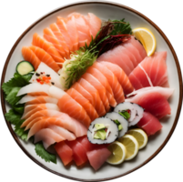 sushi, japansk kök, sushi rullar, sushi tallrik, sushi bar, sushi kock, färsk sushi, sushi meny, sushi smaker ai generativ png