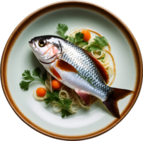 poisson sur plat, Fruit de mer plat, culinaire poisson art, délicieux poisson cuisine,ai génératif png