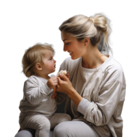 young girl feeding a small baby isolated png