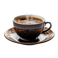 cup of hot black coffee with steam isolated png