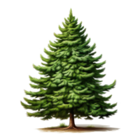 Green cartoon Christmas tree isolated png