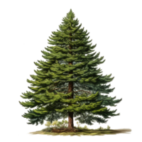 Green cartoon Christmas tree isolated png