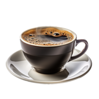 cup of hot black coffee with steam isolated png