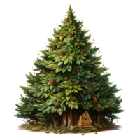 verde dibujos animados Navidad árbol aislado png