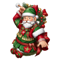 Papa Noel claus 2d dibujos animados Navidad lindo, contento Papa Noel claus con saludo generativo ai png