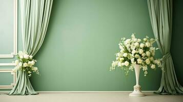 Calm Green Wedding Ambiance, generative AI photo